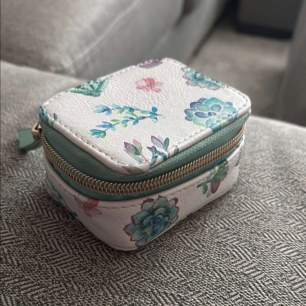 Indigo Blue Green wallet pouch with Floral Design